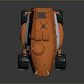 Orange Mars Rover Exploring Planetary Terrain With Robotic Wheels And Scientific Instruments