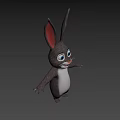 Cute Cartoon Rabbit Character With Long Ears Big Eyes And Open Arms On Dark Background