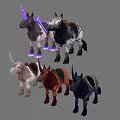 Mythical Fantasy Mounts Collection With Unicorn Zebra Striped And Colored Saddled Designs