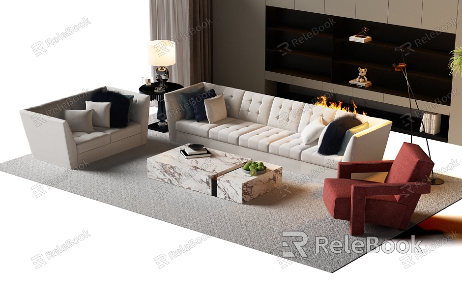 Modern sofa coffee table combination model