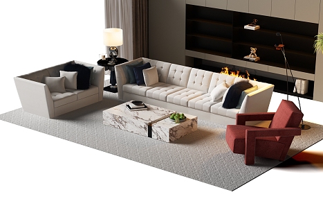 Modern sofa coffee table combination 3d model