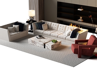 Modern sofa coffee table combination 3d model