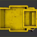 Yellow Mop Bucket With Caution Sign Wheels And Mop Handle For Cleaning