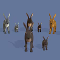 Cute Rabbits in Various Colors and Different Sizes Standing Together in Group