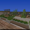 Rooftop Terrace Featuring Swimming Pool Wooden Flooring Green Plants And City Night View