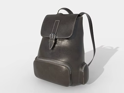 Classic Leather Backpack With Flap Closure Front Pocket And Adjustable Shoulder Strap 3d model