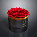 Red Roses Arranged In Black Box With Gold Trim And Monroe Logo
