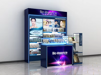 Bio Essence Cosmetic Display Shelves With Modern Design And Illuminated Product Showcase 3d model