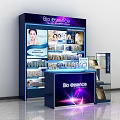 Bio Essence Cosmetic Display Shelves With Modern Design And Illuminated Product Showcase