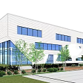 modern factory building single-storey factory building 3d model