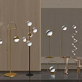 Modern Floor Lamps With Multiple Sphere Shades And Gold Black Metal Frames