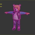 Cute Teddy Bear Doll In Blue Jacket And Jeans With Arms Outstretched
