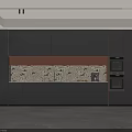Modern Gray Kitchen Tea Cabinet With Patterned Backsplash And Stylish Design 3d model