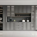 Modern Wine Cabinet Design With Glass Doors Built-in Lighting And Storage