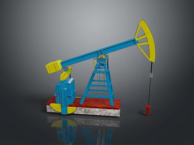 Toy Oil Pump 3D Model With Blue Yellow Design And Red Base For Home Decor 3d model