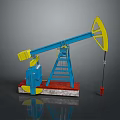 Toy Oil Pump 3D Model With Blue Yellow Design And Red Base For Home Decor