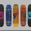 Unique Colorful Skateboard Decks with Various Graphics and Different Vibrant Colors