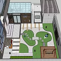 Outdoor Garden Landscape With Stone Pathway Lush Greenery Water Feature And Wooden Deck