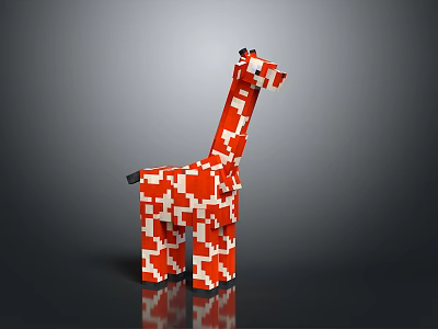 Creative Red And White Pixel Style Giraffe Decorative Model For Home Decor 3d model