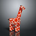 Creative Red And White Pixel Style Giraffe Decorative Model For Home Decor 3d model