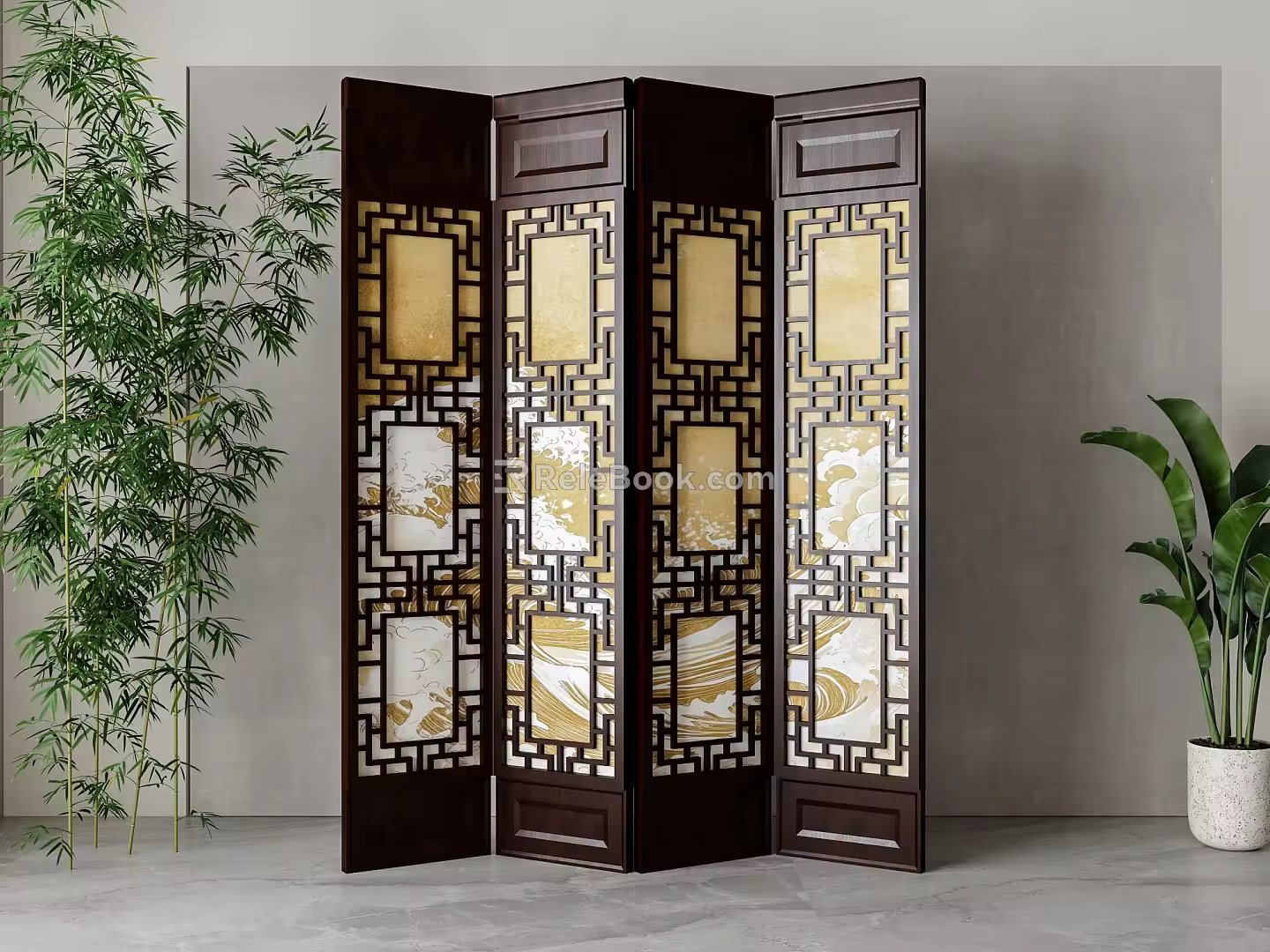 New Chinese-style screen partition 3d model