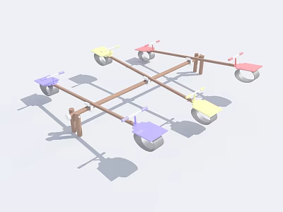 Wooden Swing Doors With Colorful Panels And Shadow Structure Design 3d model