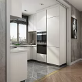 Modern Kitchen Interior With White Cabinets Window View Countertop And Appliances 3d model