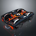 Modern Vehicle Chassis Structure With Orange Black Frame And Mechanical Wheels 3d model