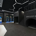 Safety Experience Digital Exhibition Hall Interior With Large Screen Safety Slogan And Display Walls