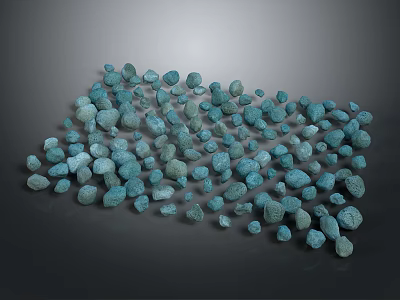 Turquoise Colored Natural Decorative Stones Pile On Dark Background For Home Decor 3d model