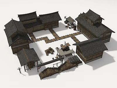 ancient farmyard ancient building 3d model