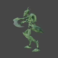 Green Alien Like Fantasy Creature Game Movie Character With Antennae And Claws