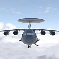 Airborne Early Warning Aircraft Flying With Radar Dome And Registration Number 3412 In Sky