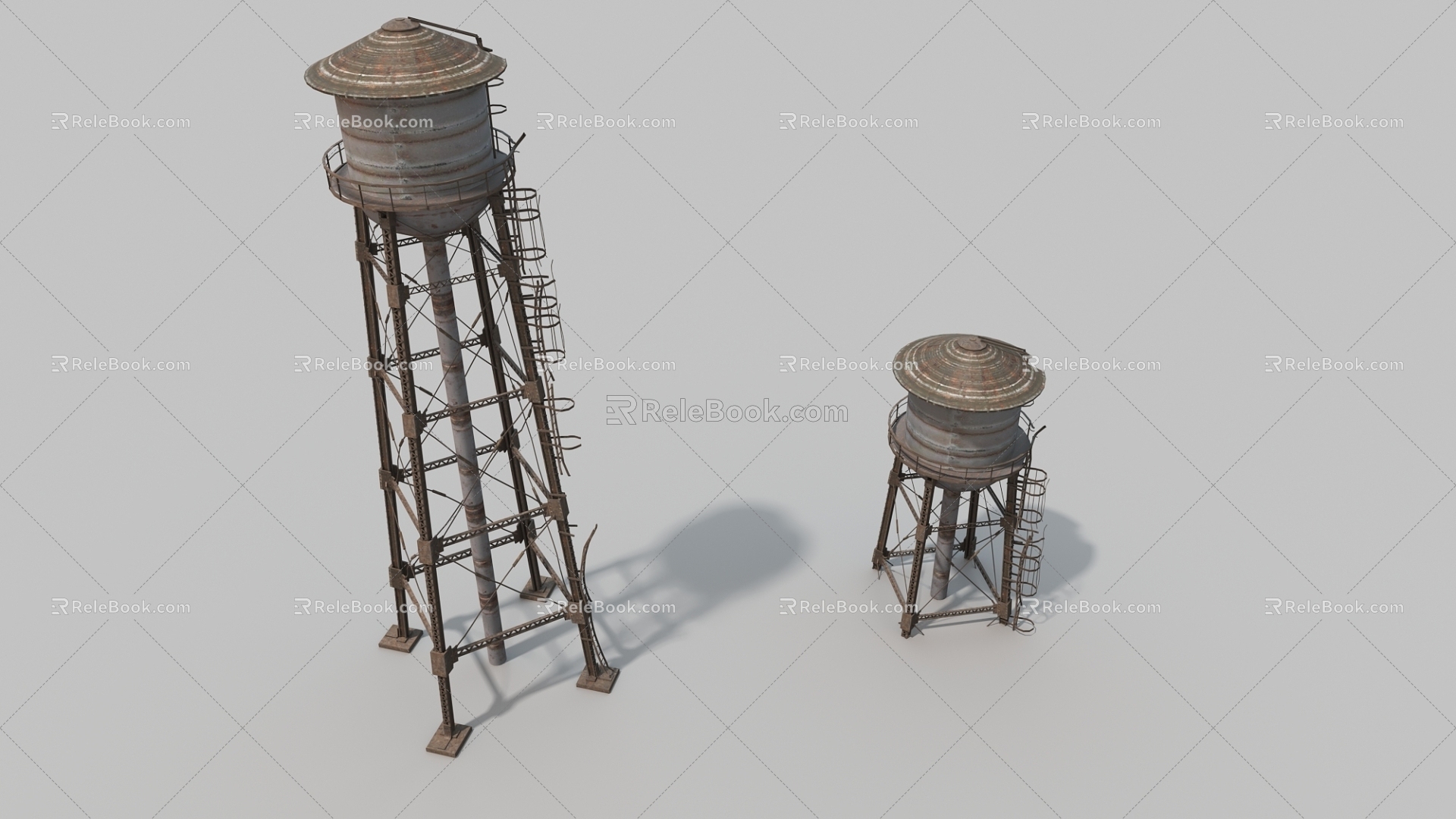 Industrial Equipment Metal Jar High Altitude Water Tower Vintage Water Tower 3d model