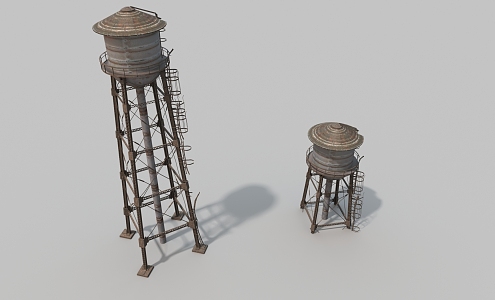 Industrial Equipment Metal Jar High Altitude Water Tower Vintage Water Tower 3d model