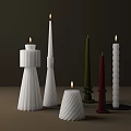 Decorative Ornament Set With Assorted Shaped Candles In White Green Red Colors For Home Decor