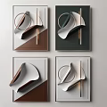 Modern Abstract Geometric Wall Decor With Square Frames And Brown Black White Tones 3d model