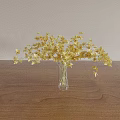 Elegant Yellow Flower Arrangement In Transparent Vase On Wooden Table Home Decor