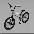 Silver Frame BMX Bicycle With Black Handlebars Seat And Wheels On Reflective Surface 3d model