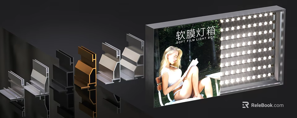 Public Facility Modern Soft Film Light Box With Aluminum Frame And Bright 3d model 
