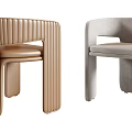 Brown Light Gray Accent Chairs With Vertical Striped Design Modern Minimalist Fabric Leather Upholstery
