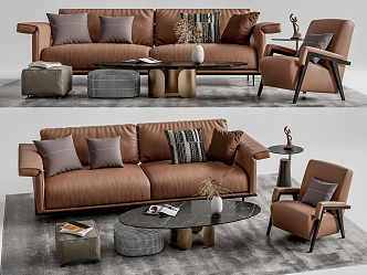 Modern Minotti Sofa Coffee Table Combination 3d model