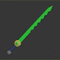 Futuristic Laser Sword Design With Green Glowing Beam Golden Hilt And Blue Accents
