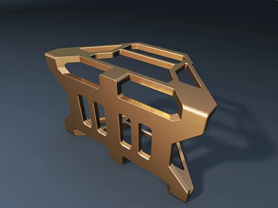 Car Structural Component With Golden Metal Hollow Design And Geometric Shape 3d model