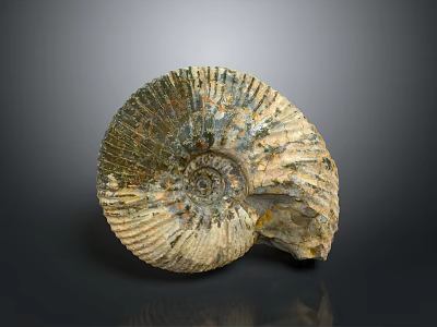Unique Spiral Ammonite Fossil Home Decor Piece With Detailed Texture And Reflective Surface 3d model