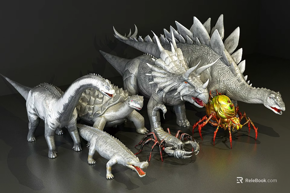 Various Reptile Toy Models Featuring Dinosaurs Crocodiles And Detailed Scale Designs 3d model 