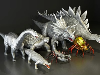 Various Reptile Toy Models Featuring Dinosaurs Crocodiles And Detailed Scale Designs 3d model
