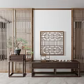 New Chinese-style partition background wall partition 3d model