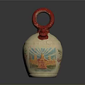 Handcrafted Ceramic Sculpture With Red Handle Nozzles And Colorful Floral Patterns