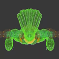 Female Character In Blue Bodysuit With Green Armor Yellow Backpack And Muscular Build